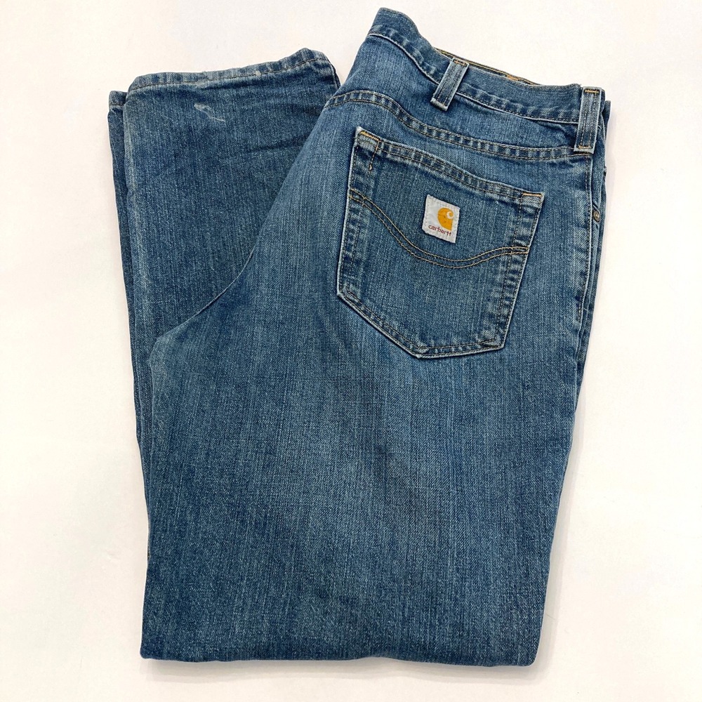 Carhartt Mens 38x30 Traditional Fit Straight Leg Denim Jeans Blue‎ Flaws